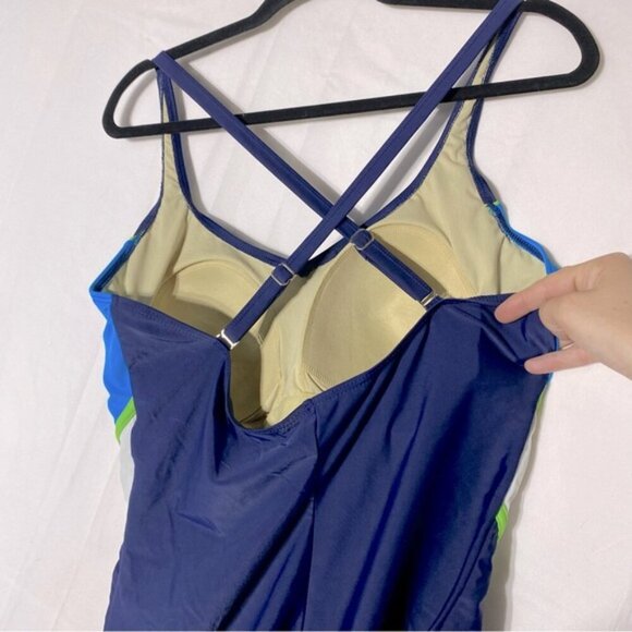 Roots Navy Blue Green One Piece swimsuit Bathing Suit 14 - Picture 11 of 15